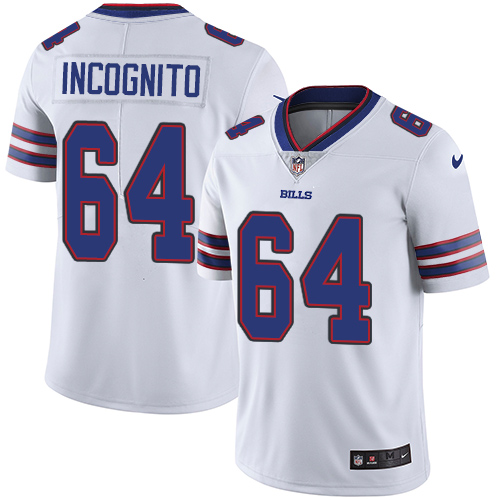 Nike Bills #64 Richie Incognito White Men's Stitched NFL Vapor Untouchable Limited Jersey - Click Image to Close